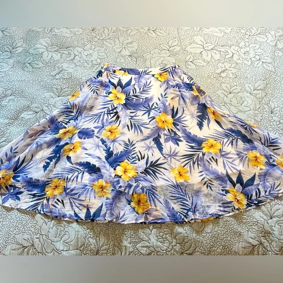 JOA Los Angeles Revolve Hawaiian A Line Skirt in Blue Iris with Pockets Sz S - Picture 10 of 13